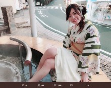 【エンタがビタミン♪】SKE48松井珠理奈が“足湯”姿　下呂温泉ロケショットに「かわいすぎるんですが…」