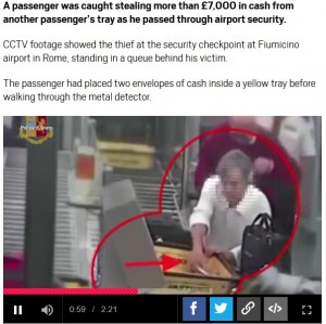 【海外発！Breaking News】空港の手荷物検査場で現金100万円が盗まれる（伊）