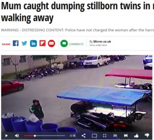 【海外発！Breaking News】死産した双子の赤ちゃんをゴミ箱に遺棄した26歳母親　「妊娠に気付いていなかった」（タイ）