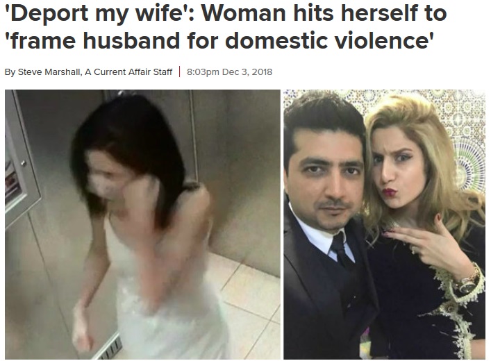 自分の顔を殴り、夫にDVを振るわれたと見せかけた女（画像は『9News　2018年12月3日付「‘Deport my wife’: Woman hits herself to ‘frame husband for domestic violence’」』のスクリーンショット）