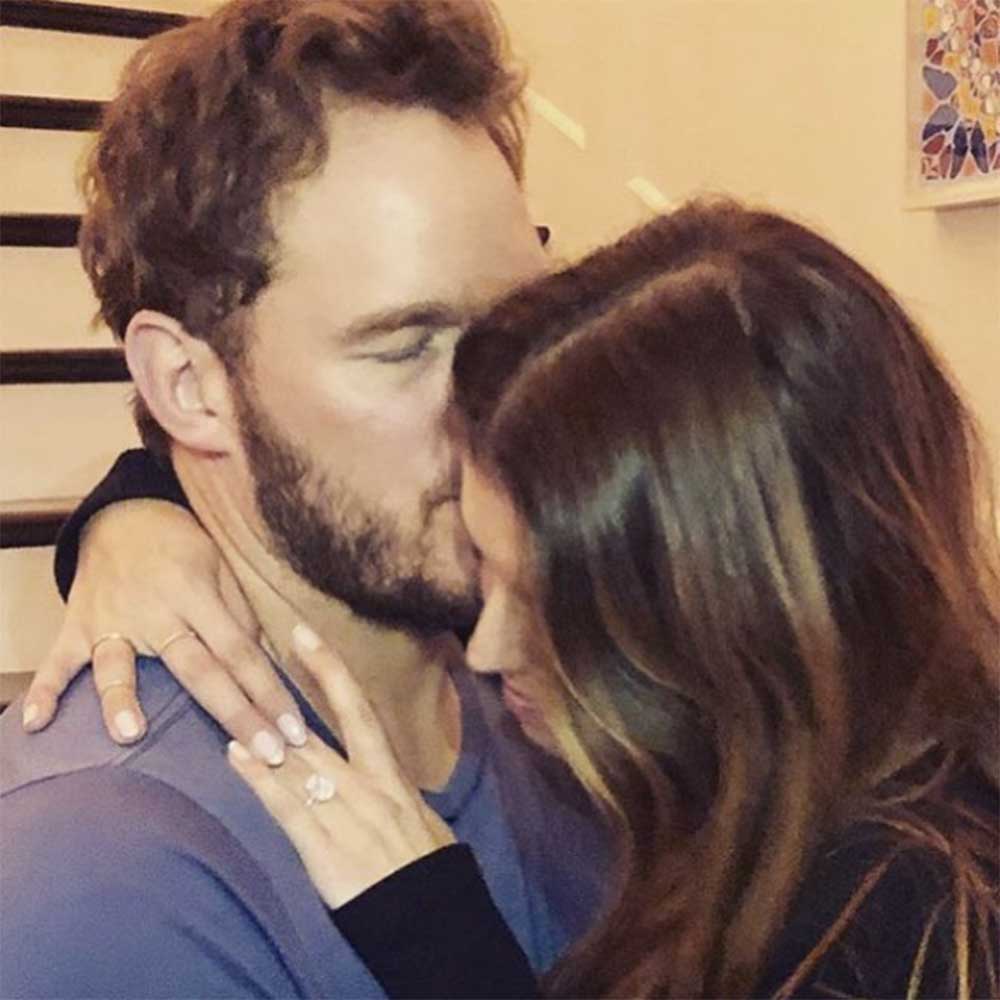 婚約したクリスとキャサリン（画像は『chris pratt　2019年1月14日付Instagram「Sweet Katherine, so happy you said yes!」』のスクリーンショット）