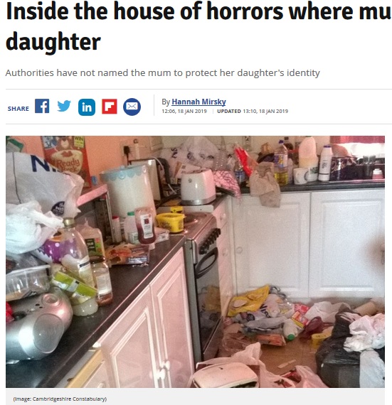 母子が住んでいた家の中は荒れた状態に（画像は『Cambridgeshire Live　2019年1月18日付「Inside the house of horrors where mum neglected daughter」（Image: Cambridgeshire Constabulary）』のスクリーンショット）