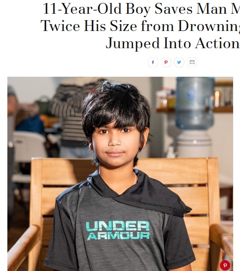 11歳少年、プールで溺れた男性を救助しお手柄（画像は『PEOPLE.com　2019年1月2日付「11-Year-Old Boy Saves Man More Than Twice His Size from Drowning: ‘He Just Jumped Into Action’」（Eagan Police Department）』のスクリーンショット）