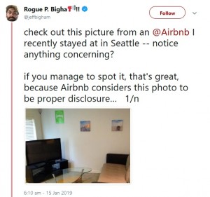 【海外発！Breaking News】Airbnbにまたしても監視カメラ　苦情申立てるも却下（米）