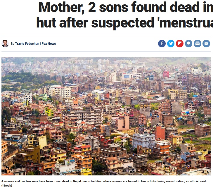 ネパールの片田舎の小屋で母と息子2人が死亡（画像は『Fox News　2019年1月10日付「Mother, 2 sons found dead in Nepal hut after suspected ‘menstrual exile’」（iStock）』のスクリーンショット）