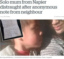 【海外発！Breaking News】自閉症の7歳児の母、郵便受けに匿名の手紙「子供の叫び声にうんざり」（ニュージーランド）