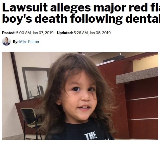 治療の4日後に死亡した2歳男児（画像は『ABC15 Arizona　2019年1月8日付「Lawsuit alleges major red flags in Yuma boy’s death following dental visit」』のスクリーンショット）