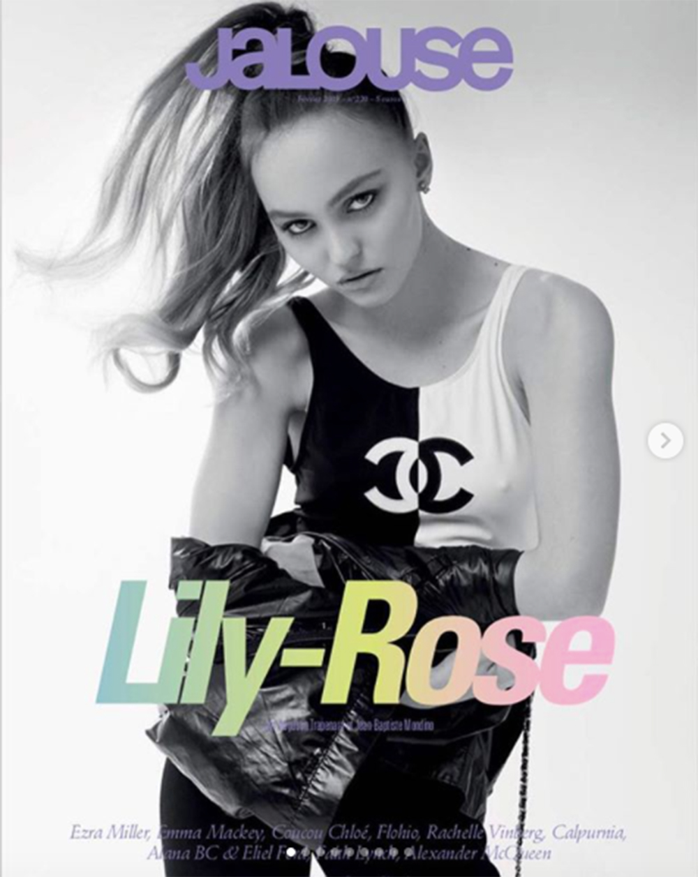 『Jalouse Magazine』表紙を飾ったリリー・ローズ（画像は『jenjalouse　2019年1月22日付Instagram「Today it s chanel day ! Let s celebrate with cover 2 with ＠lilyrose_depp」』のスクリーンショット）