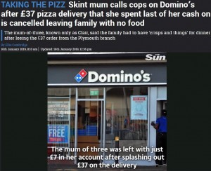 【海外発！Breaking News】子供達の為なけなしの金でドミノ・ピザを注文した母、ドタキャンされ警察に通報（英）