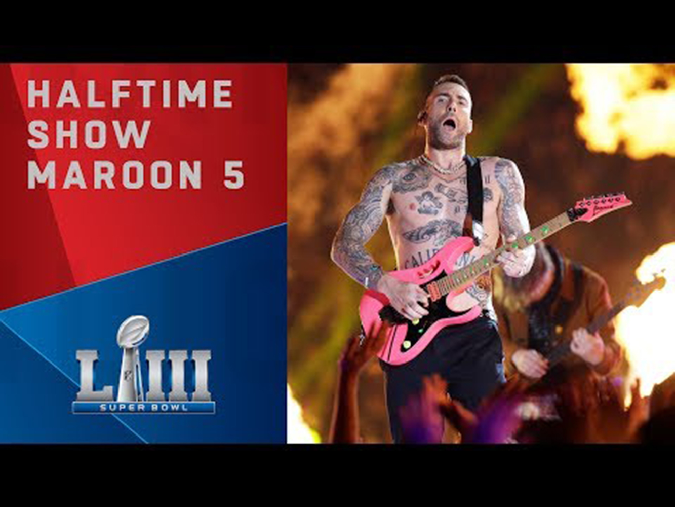 スーパーボウルでパフォーマンスした「マルーン5」（画像は『NFL　2019年2月3日公開 YouTube「Maroon 5 FULL Super Bowl LIII Halftime Show ft. Travis Scott ＆ Big Boi」』のサムネイル）