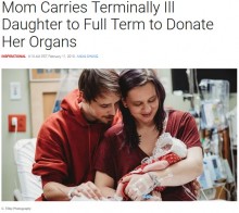 【海外発！Breaking News】お腹の赤ちゃんが無脳症と診断された夫婦　臓器提供を決意し出産　「限られた命の娘に一生分の愛を注いだ」（米）