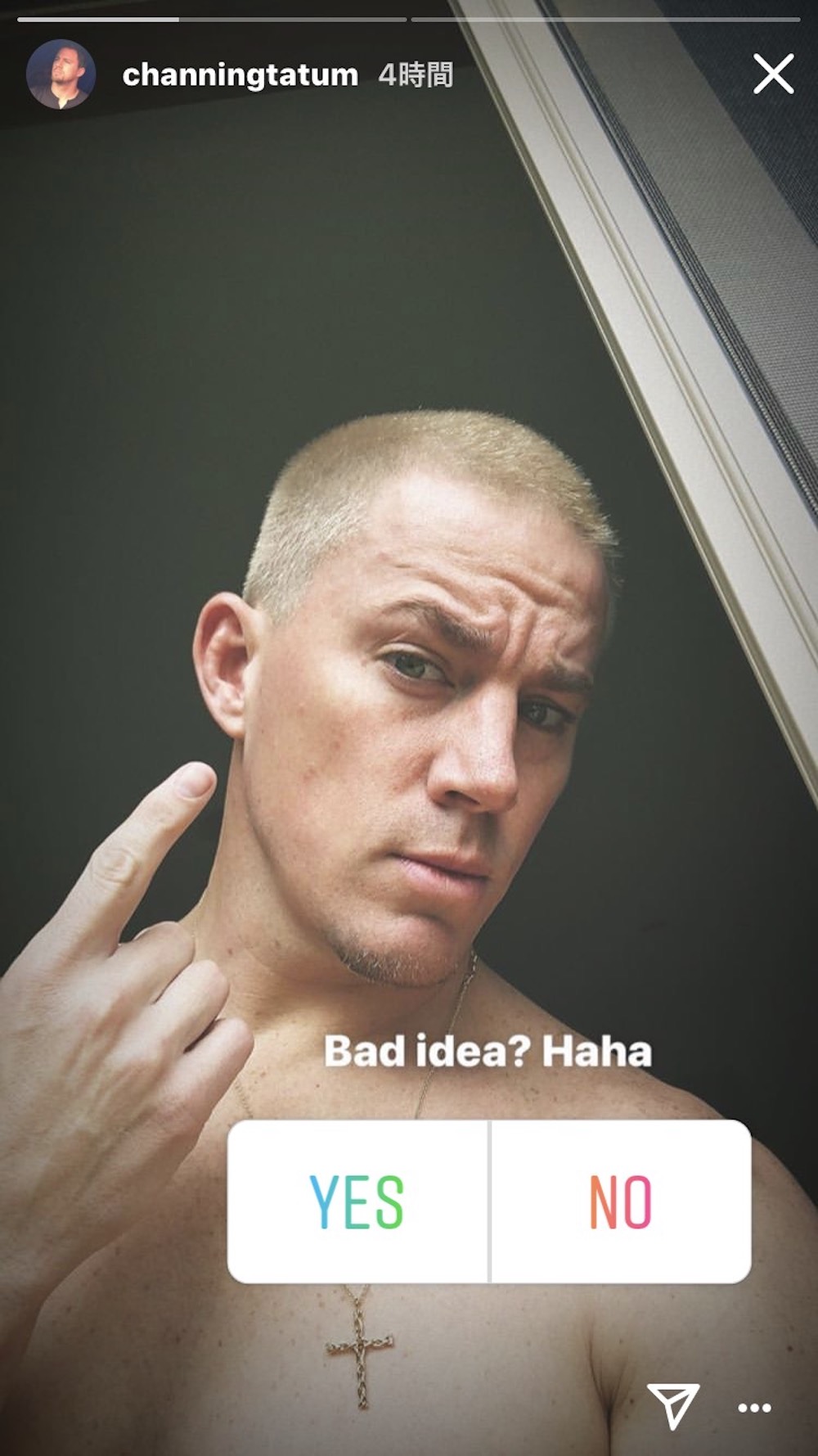 髪をイメチェンしたチャニング・テイタム（画像は『Channing Tatum　2019年3月19日付Instagram』のスクリーンショット）