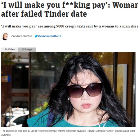 振られた腹いせに、悪質な嫌がらせメールを送り続けた中国系オーストラリア人の女医（画像は『news.com.au　2019年3月9日付「‘I will make you f**king pay’: Woman’s 9000 texts after failed Tinder date」（Source:News Corp Australia）』のスクリーンショット）