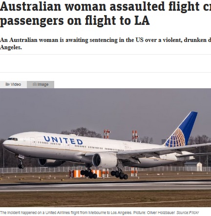 オーストラリア人の女が機内でCAに暴行（画像は『news.com.au　2019年3月22日付「Australian woman assaulted flight crew, yelled at passengers on flight to LA」（Picture: Oliver Holzbauer Source:Flickr）』のスクリーンショット）