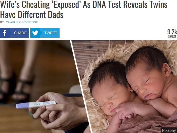 双子のDNA検査で同じ父親ではなかったことが発覚（画像は『UNILAD「Wife’s Cheating ‘Exposed’ As DNA Test Reveals Twins Have Different Dads」（Pixabay）』のスクリーンショット）
