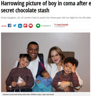 【海外発！Breaking News】乳製品アレルギーの3歳児、母親が隠していたチョコを食べて重篤に（英）