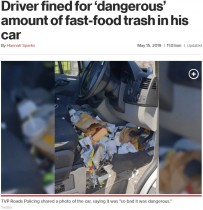 【海外発！Breaking News】車内ゴミだらけのドライバーが免許停止処分に（英）