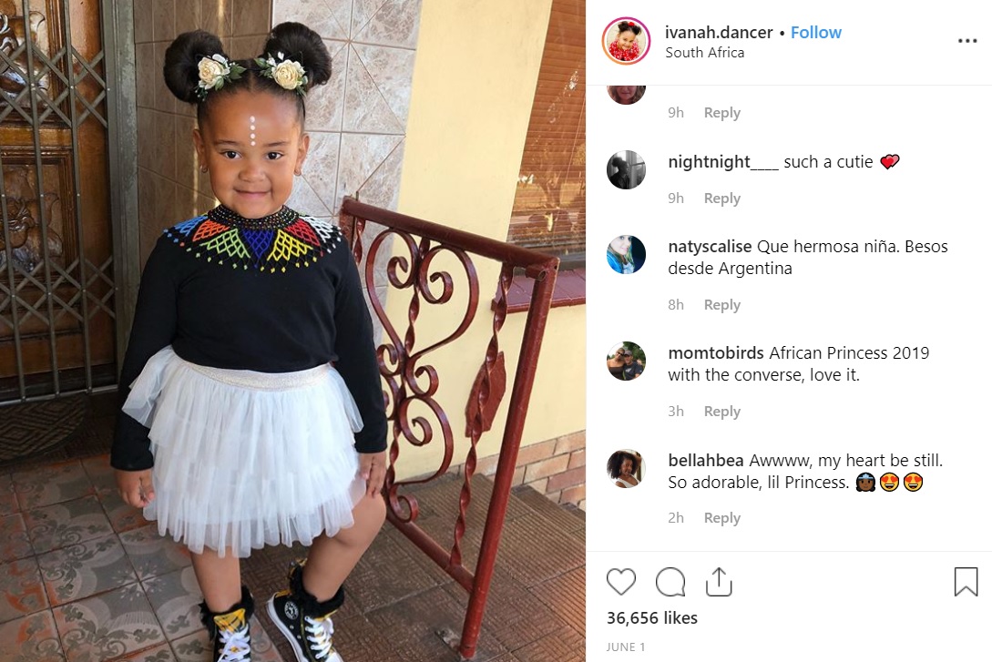 プロ顔負けのステップを魅せるイバナーちゃん（画像は『Ivanah　2019年6月1日付Instagram「African Princess」』のスクリーンショット）