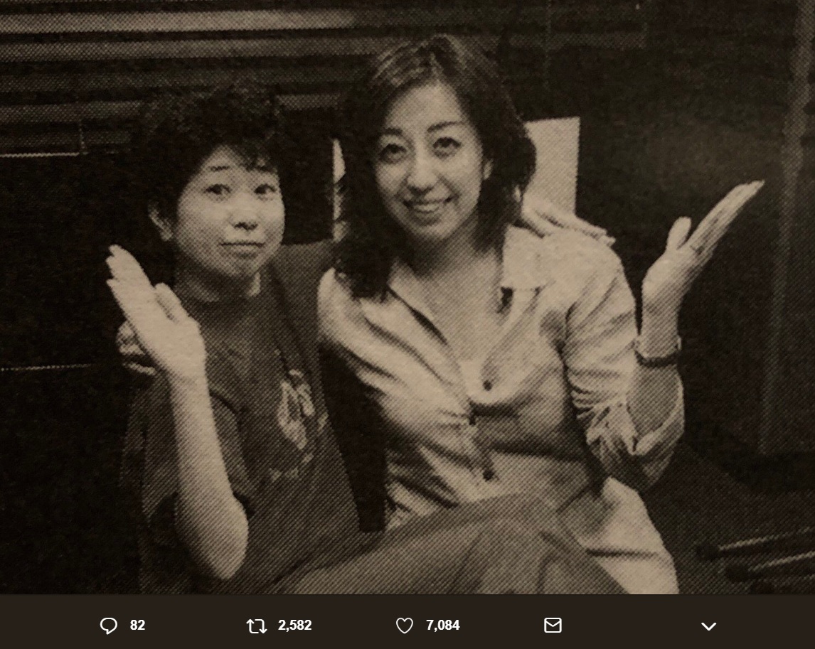 30年前くらい前の田中真弓と冨永みーな（画像は『冨永みーな　2019年6月8日付Twitter「こんばんわ　30年くらい前の写真。」』のスクリーンショット）