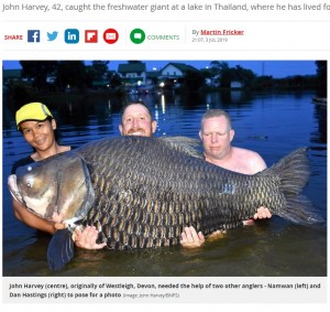 【海外発！Breaking News】80分の格闘の末に　105キロの鯉を釣り上げ世界記録を更新（タイ）