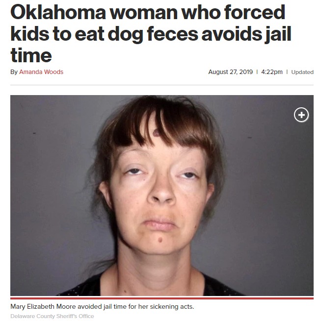 我が子に食事も与えず飢えさせていた母親（画像は『New York Post　2019年8月27日付「Oklahoma woman who forced kids to eat dog feces avoids jail time」（Delaware County Sheriff’s Office）』のスクリーンショット）