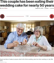 【海外発！Breaking News】49年前のウェディングケーキを冷凍し、結婚記念日に食べ続ける夫婦（米）