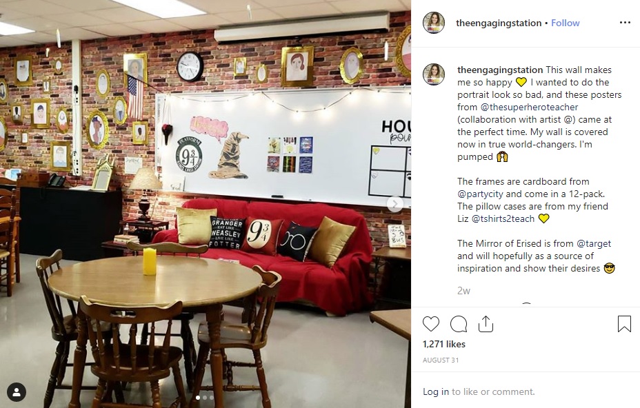『ハリー・ポッター』がテーマの高校の教室（画像は『Staci Lamb | Secondary ELA　2019年8月31日付Instagram「This wall makes me so happy」』のスクリーンショット）