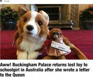 【海外発！Breaking News】英バッキンガム宮殿で失くしたサルのおもちゃ、オーストラリアに無事届く＜動画あり＞