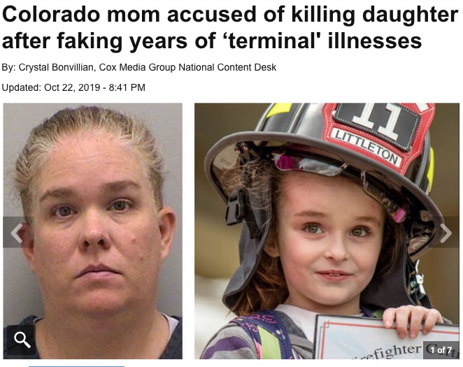 娘（右）を病気に仕立て上げて殺害したとみられる母親（画像は『WPXI　2019年10月22日付「Colorado mom accused of killing daughter after faking years of ‘terminal’ illnesses」』のスクリーンショット）