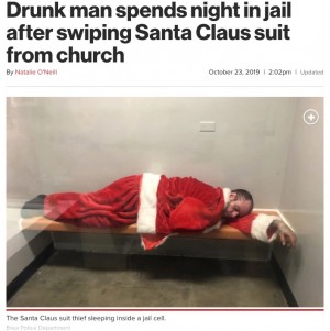 【海外発！Breaking News】「サンタさん赤い服盗んでごめんね」米警察が投稿した泥酔窃盗犯の写真が話題に