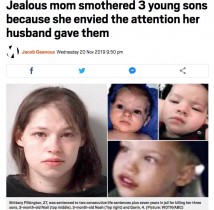 「夫が息子にしか関心がない」嫉妬から息子3人を殺害した母親（米）