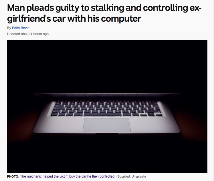 男はアプリで元恋人の車を制御（画像は『ABC.net.au　2019年11月7日付「Man pleads guilty to stalking and controlling ex-girlfriend's car with his computer」（Supplied: Unsplash）』のスクリーンショット）