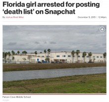 【海外発！Breaking News】学友の名前を連ねた“デス・リスト”をSNSに投稿した12歳少女が逮捕（米）
