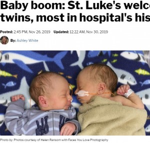 【海外発！Breaking News】12組の双子が誕生し入院中　米ミズーリ州の病院で＜動画あり＞