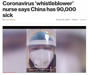 【海外発！Breaking News】「中国では9万人が感染」武漢市の医療従事者を名乗る女性の動画が物議＜動画あり＞