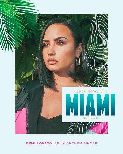 グラミー賞授賞式に続く大舞台が決定したデミ（画像は『Demi Lovato　2020年1月16日付Instagram「Singing the National Anthem at ＃SBLIV」』のスクリーンショット）