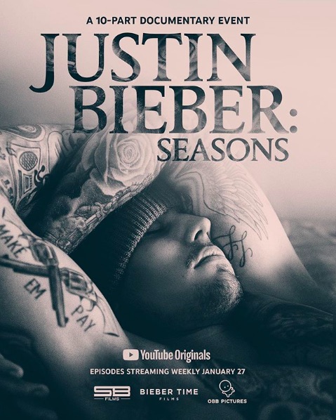 YouTubeドキュメンタリーシリーズがスタートするジャスティン・ビーバー（画像は『Justin Bieber　2020年1月1日付Instagram「Seasons. ＃2020. ＠youtube」』のスクリーンショット）