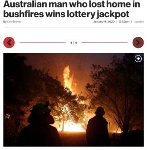 【海外発！Breaking News】オーストラリア森林火災で家を失った男性、宝クジで7500万円超に当選！