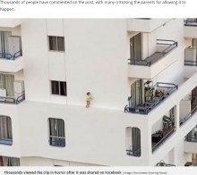 【海外発！Breaking News】ビル5階の外壁を歩く子供にハラハラ「親は何をしてるの!?」（スペイン）＜動画あり＞