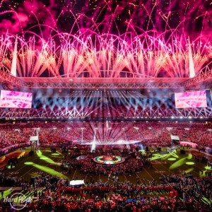 会場を盛り上げた盛大な花火（画像は『Miami Super Bowl LIV　2020年2月2日付Instagram「WHAT A SHOW!」』のスクリーンショット）