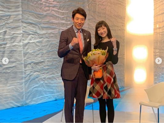 対談を終えた松岡修造と池江璃花子（画像は『Rikako Ikee　2020年2月18日付Instagram「明日夜、報道ステーションで放送予定です！」』のスクリーンショット）