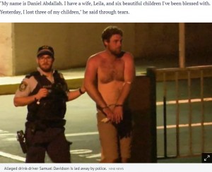 飲酒運転で逮捕されたサミュエル・デイビッドソン（画像は『Sydney Morning Herald　2020年2月2日付「‘They were just walking on the footpath’: Four children killed, one critical in Sydney crash」（NINE NEWS）』のスクリーンショット）