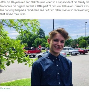 16歳で亡くなったダコタさん（画像は『InspireMore.com　2020年2月13日付「Dad Breaks Down When He Gets Powerful Gift From Stranger Who Received His Son’s Heart.」（Facebook）』のスクリーンショット）