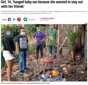 【海外発！Breaking News】「友達と過ごす時間が欲しい」14歳の母親が1歳の息子を絞殺する（タイ）