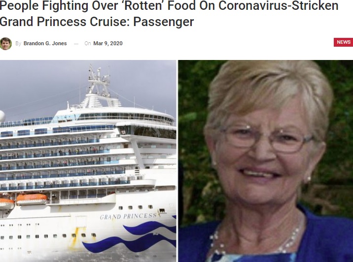 グランド・プリンセス号の船内の様子を語った女性（画像は『ABC 14 News　2020年3月9日付「People Fighting Over ‘Rotten’ Food On Coronavirus-Stricken Grand Princess Cruise: Passenger」』のスクリーンショット）