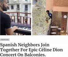 【海外発！Breaking News】外出禁止のスペインで「つらい時だからこそ音楽を」バルコニーで即興デュオ＜動画あり＞