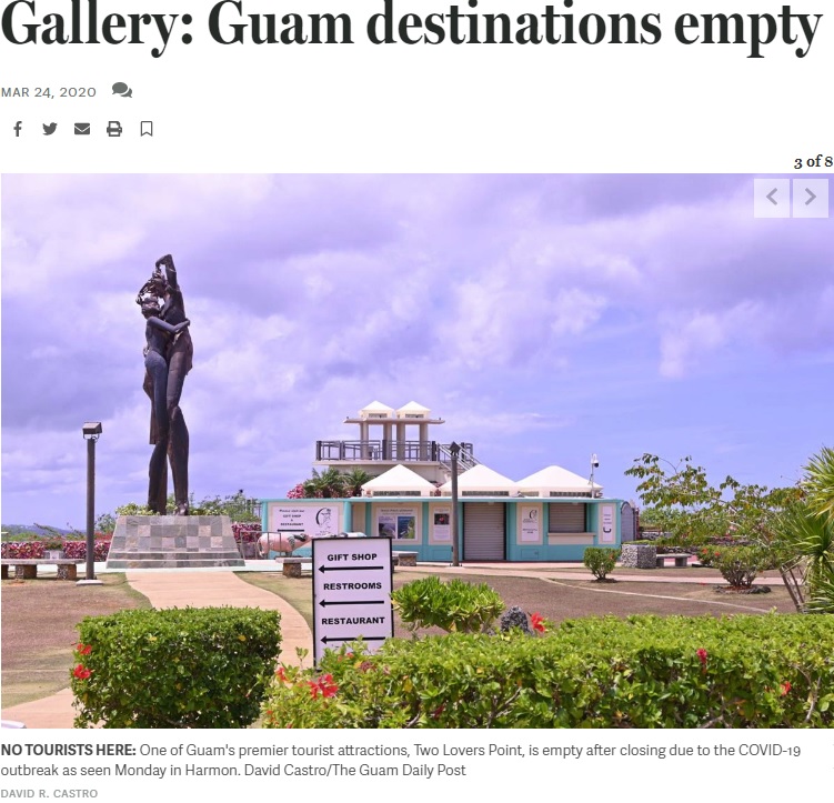 誰もいない観光スポット「恋人岬」（画像は『The Guam Daily Post　2020年3月24日付「Gallery: Guam destinations empty」（David Castro/The Guam Daily Post）』のスクリーンショット）