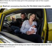 時速145キロ　警察に追われる車の助手席で女性が出産（英）