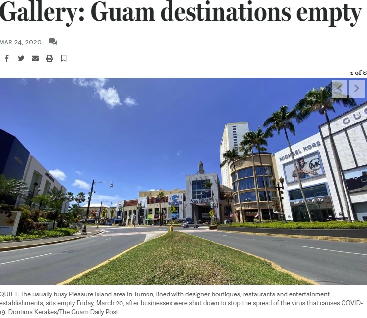 人がいなくなったホテル街（画像は『The Guam Daily Post　2020年3月24日付「Gallery: Guam destinations empty」（Dontana Kerakes/The Guam Daily Post）』のスクリーンショット）