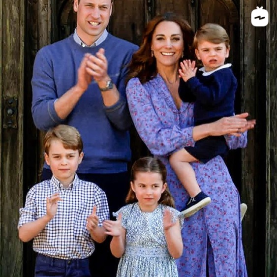 拍手を捧げるウィリアム王子一家（画像は『Kensington Palace　2020年4月23日付Instagram「The Big Night In | Clap for Our Carers」』のスクリーンショット）